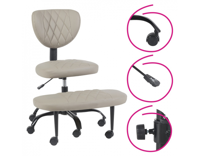 Ergonomická kľakačka na kolieskach Samer - sivohnedá (taupe) / čierna