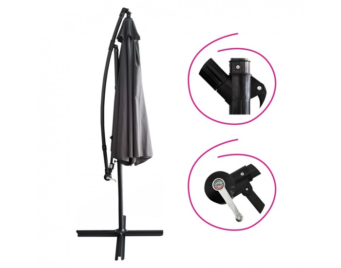 Záhradný slnečník Samio New 300 cm - čierna / sivá