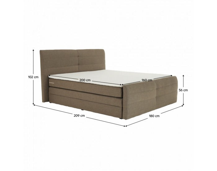 Čalúnená manželská posteľ s matracom Samreno Megakomfort 160 - svetlohnedá