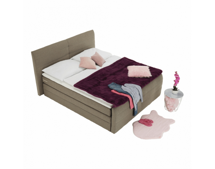 Čalúnená manželská posteľ s matracom Samreno Megakomfort 180 - svetlohnedá