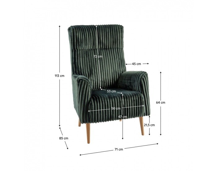 Kreslo (ušiak) Samy 1 - smaragdová / buk