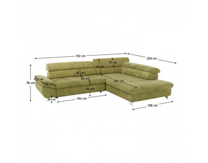 Rohová sedačka s rozkladom Sana Roh P - zelená
