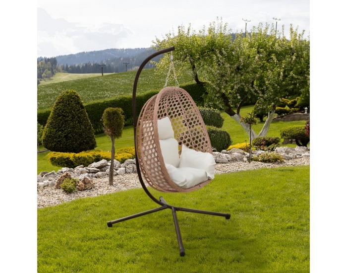 Závesné kreslo Sanan - medená / béžová / krémová