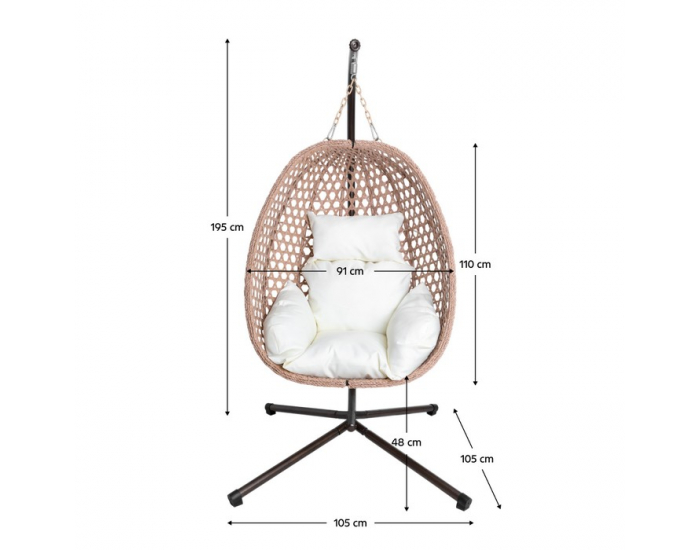 Závesné kreslo Sanan - medená / béžová / krémová