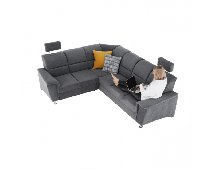 Rohová sedačka s rozkladom a úložným priestorom Santiago L - sivá