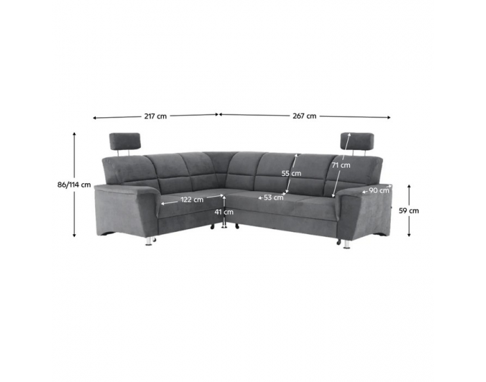 Rohová sedačka s rozkladom a úložným priestorom Santiago L - sivá