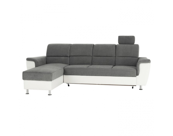 Rohová sedačka s rozkladom Santiago RM L - sivá / biela