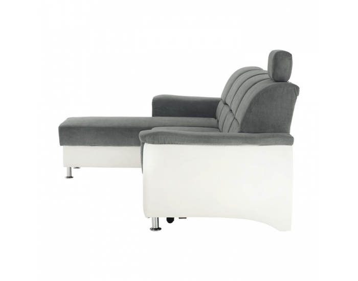 Rohová sedačka s rozkladom Santiago RM L - sivá / biela