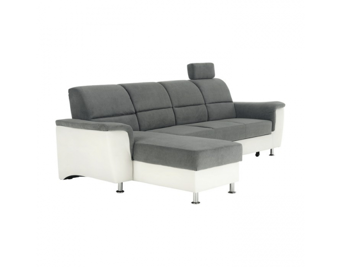 Rohová sedačka s rozkladom Santiago RM L - sivá / biela
