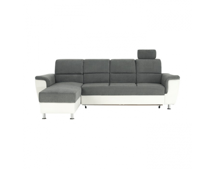 Rohová sedačka s rozkladom Santiago RM L - sivá / biela