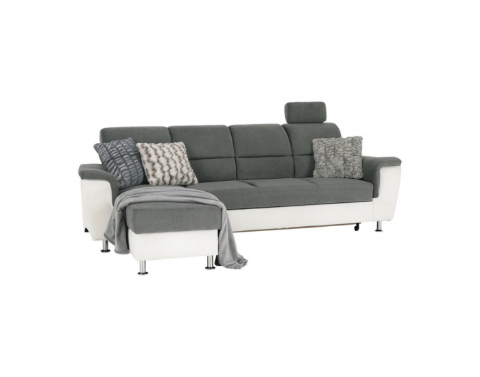 Rohová sedačka s rozkladom Santiago RM L - sivá / biela