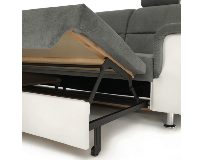 Rohová sedačka s rozkladom Santiago RM L - sivá / biela