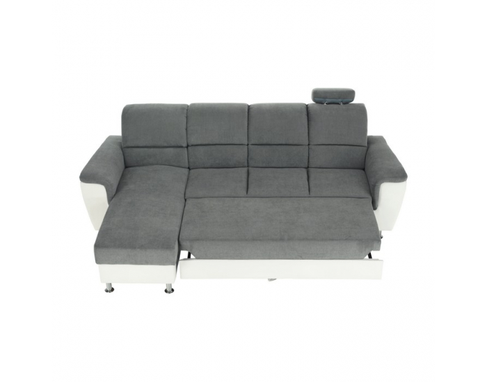 Rohová sedačka s rozkladom Santiago RM L - sivá / biela