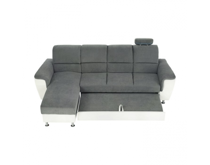 Rohová sedačka s rozkladom Santiago RM L - sivá / biela