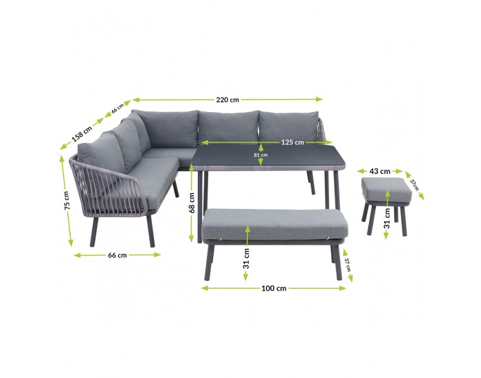 Záhradný nábytok z umelého ratanu Sarabi - sivá