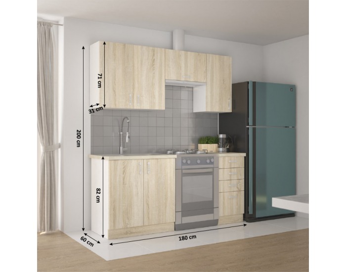 Kuchyňa Sarita ZZ 180 - dub sonoma
