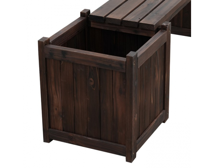 Drevená záhradná lavička s kvetináčmi Sasil - hnedá