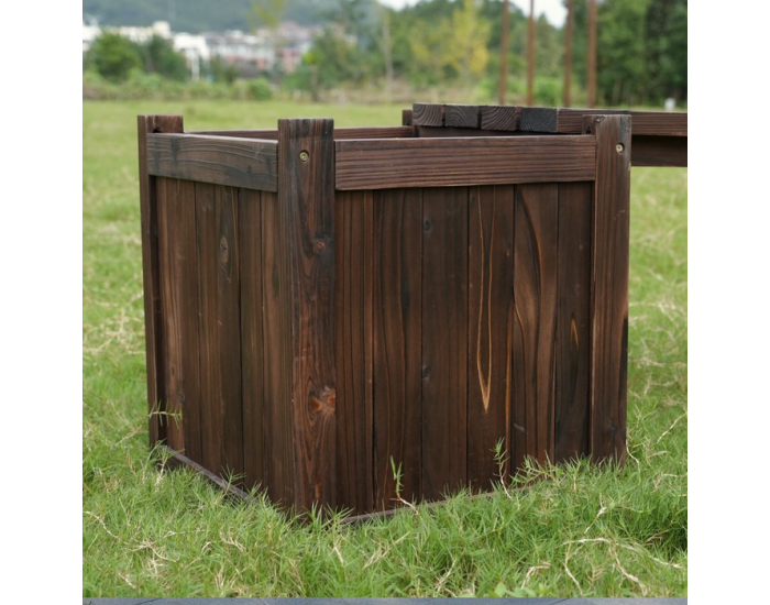 Drevená záhradná lavička s kvetináčmi Sasil - hnedá