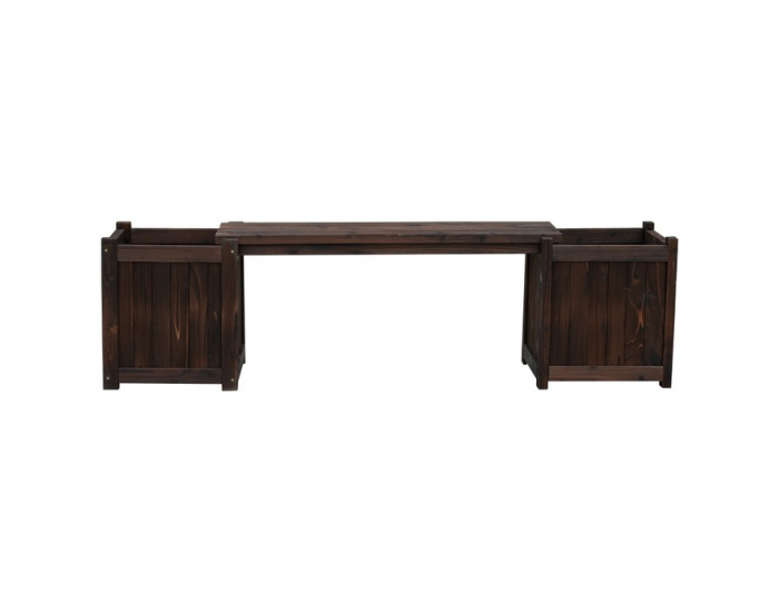 Drevená záhradná lavička s kvetináčmi Sasil - hnedá