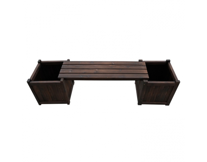 Drevená záhradná lavička s kvetináčmi Sasil - hnedá