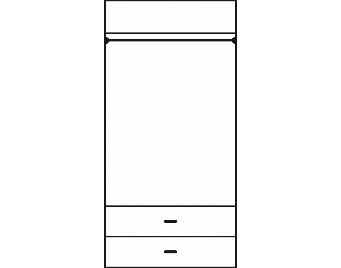 Šatníková skriňa Skrina 2D-2S - craft biely