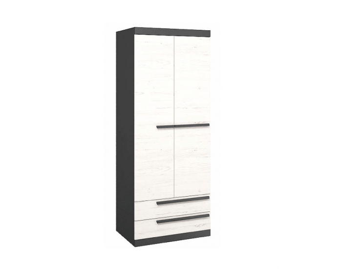 Šatníková skriňa Beverly 2D - sivý grafit / sosna andersen