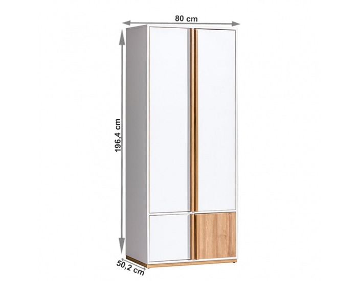 Šatníková skriňa Knox E1 2D - biela / orech select