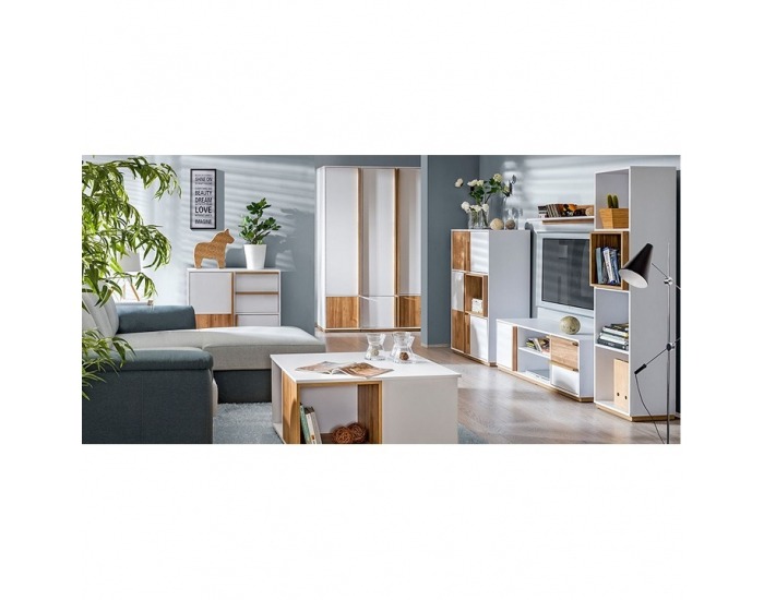 Šatníková skriňa Knox E1 2D - biela / orech select