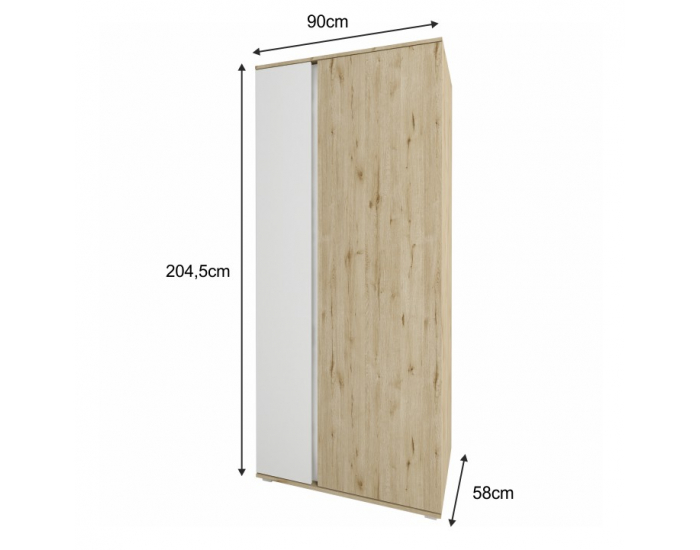 Šatníková skriňa Leira 2D - dub wellington / biela