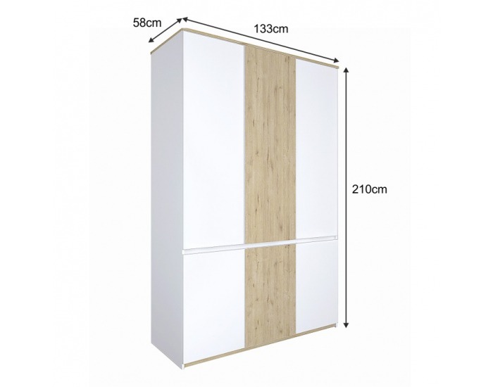Šatníková skriňa Leira 6D - dub wellington / biela