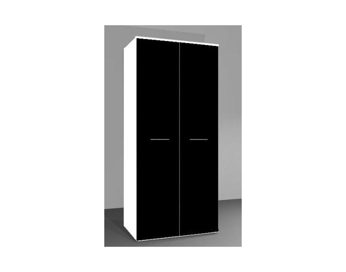 Šatníková skriňa Logo 2D - biela / čierny lesk