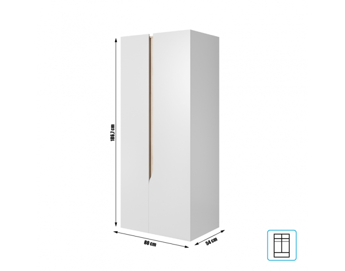 Šatníková skriňa Luis 2D - biely mat / dub jantár