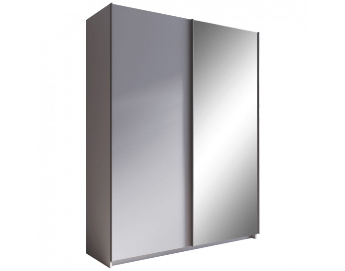 Šatníková skriňa s posuvnými dverami a zrkadlom Rozine 150 - sivá