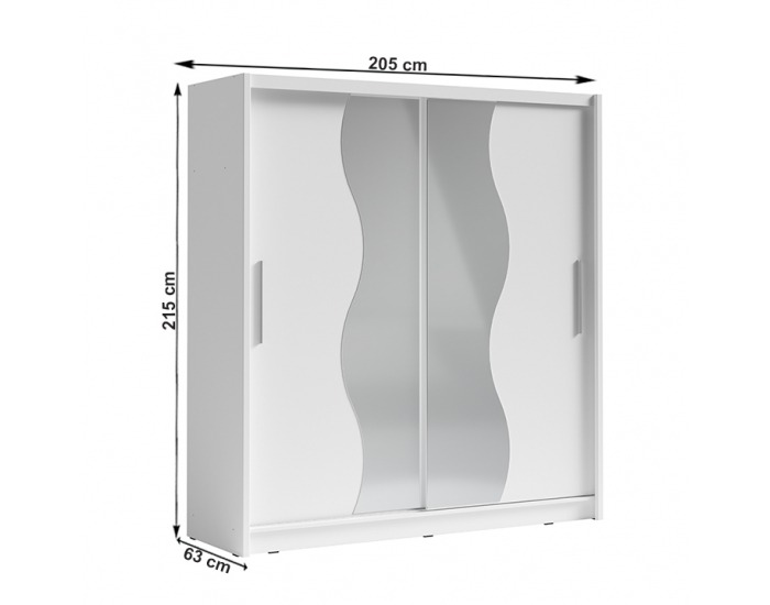 Šatníková skriňa s posuvnými dverami Birgamo Typ 1 - biela