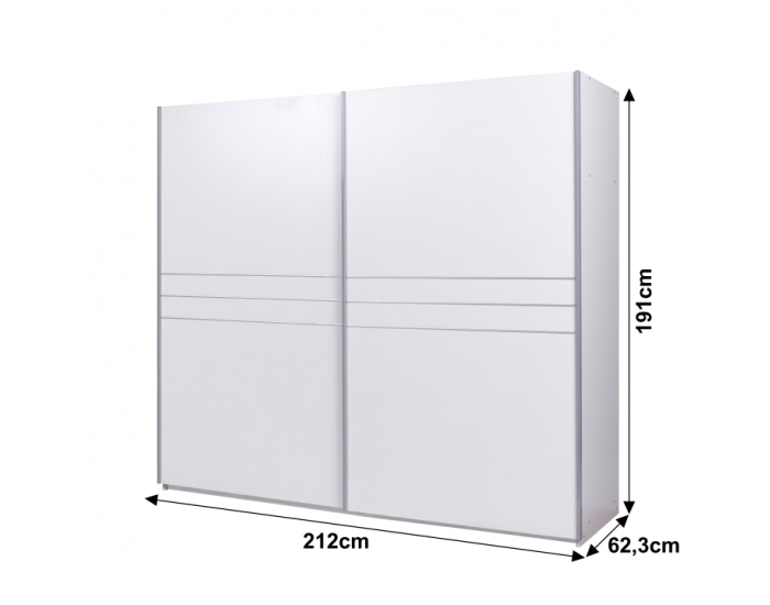 Šatníková skriňa s posuvnými dverami Ikomo 2D - biela