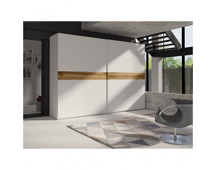 Šatníková skriňa s posuvnými dverami Nagama 2D - biela / dub wotan