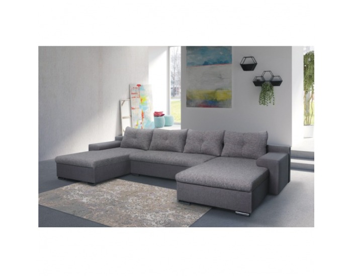 Rohová sedačka U s rozkladom Savona U L/P - svetlosivá / sivá