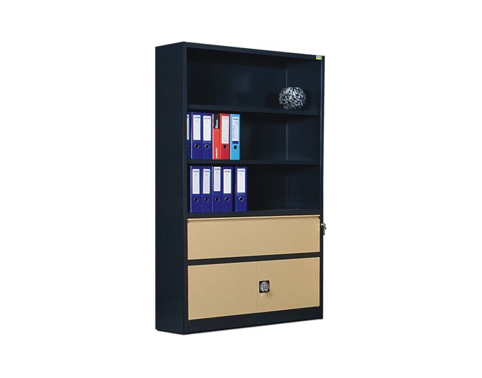 Kovová kancelárska skriňa s vystuženými dverami SB 1200 02 - antracit / béžová