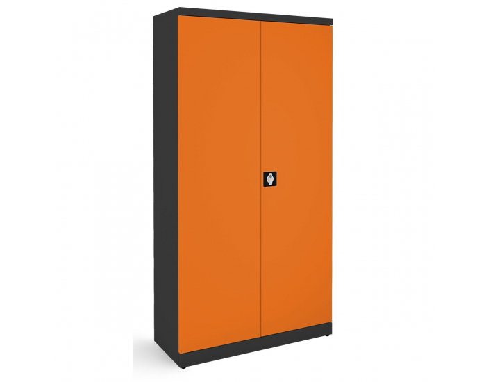 Kovová kancelárska skriňa s nastaviteľnými policami SB 1000 - grafit / oranžová
