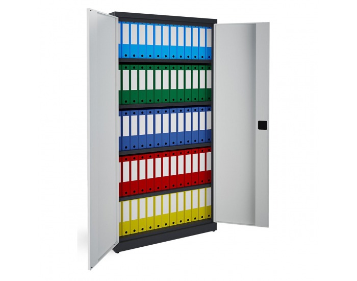 Kovová kancelárska skriňa s nastaviteľnými policami SB 1000 - grafit / svetlosivá