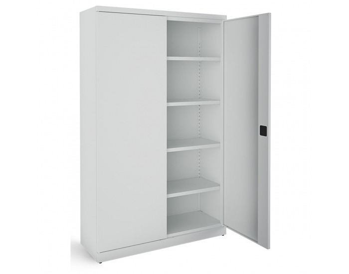 Kovová kancelárska skriňa s dvojkrídlovými dverami SB 1200 - svetlosivá