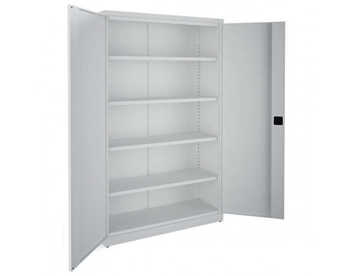Kovová kancelárska skriňa s dvojkrídlovými dverami SB 1200 - svetlosivá