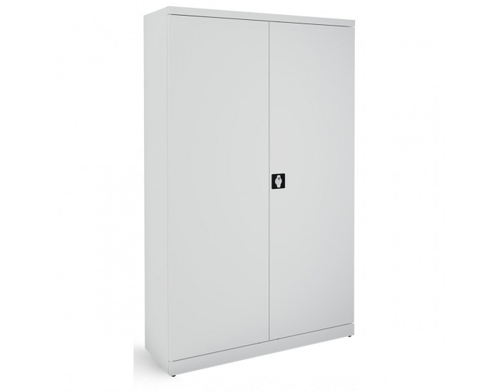 Kovová kancelárska skriňa s dvojkrídlovými dverami SB 1200 - svetlosivá