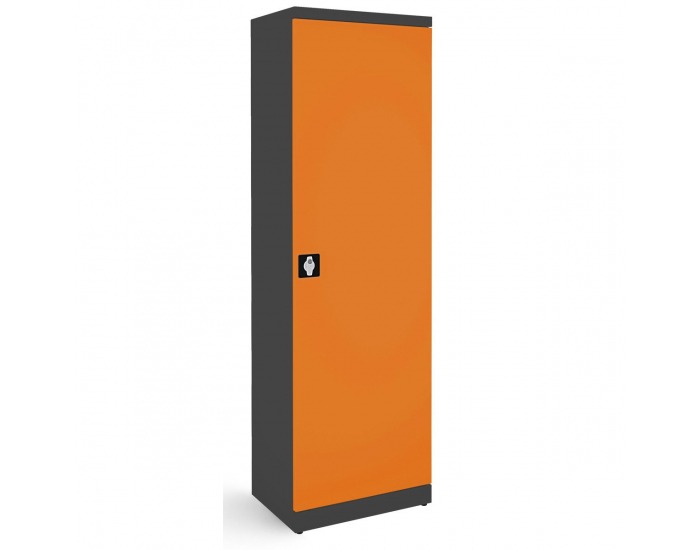 Kovová kancelárska skriňa s nastaviteľnými policami SB600 - grafit / oranžová