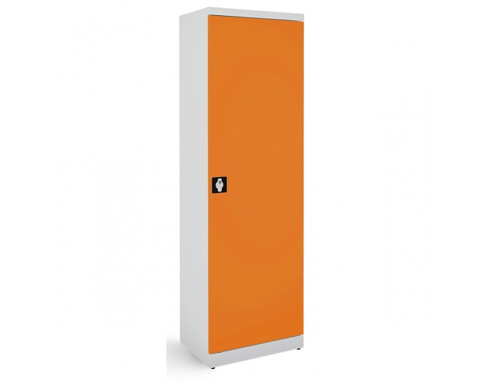 Kovová kancelárska skriňa s nastaviteľnými policami SB600 - svetlosivá / oranžová