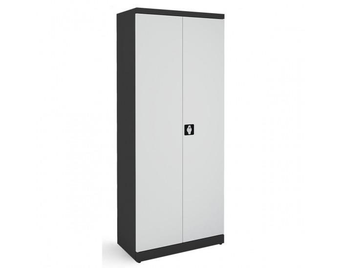 Kovová kancelárska skriňa s dvojkrídlovými dverami SB 800 - grafit / svetlosivá