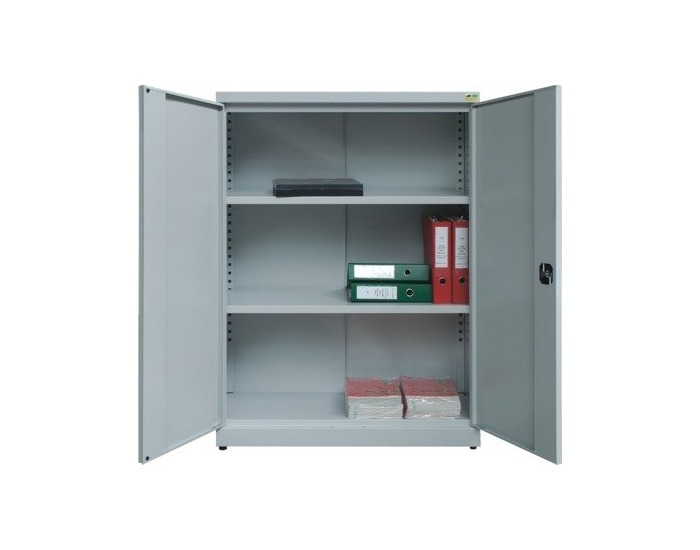 Nízka kancelárska skriňa s nastaviteľnými policami SBN800 - svetlosivá