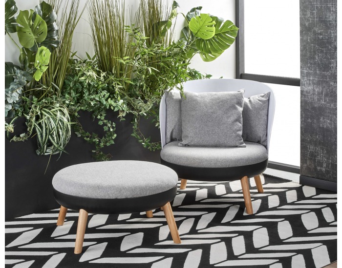 Dizajnové kreslo Scandi - sivá / biela / čierna / prírodná