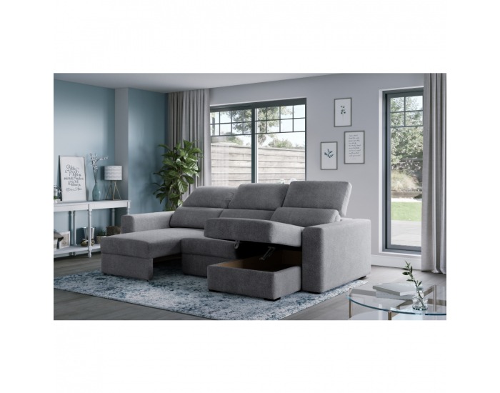 Rohová sedačka s rozkladom a úložným priestorom Scar Roh P - sivá