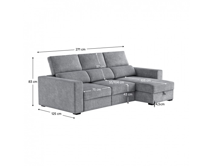 Rohová sedačka s rozkladom a úložným priestorom Scar Roh P - sivá